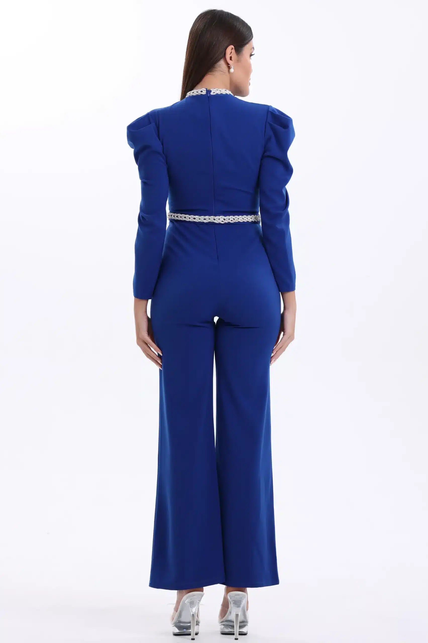 Pleated Shoulder Crepe Jumpsuit