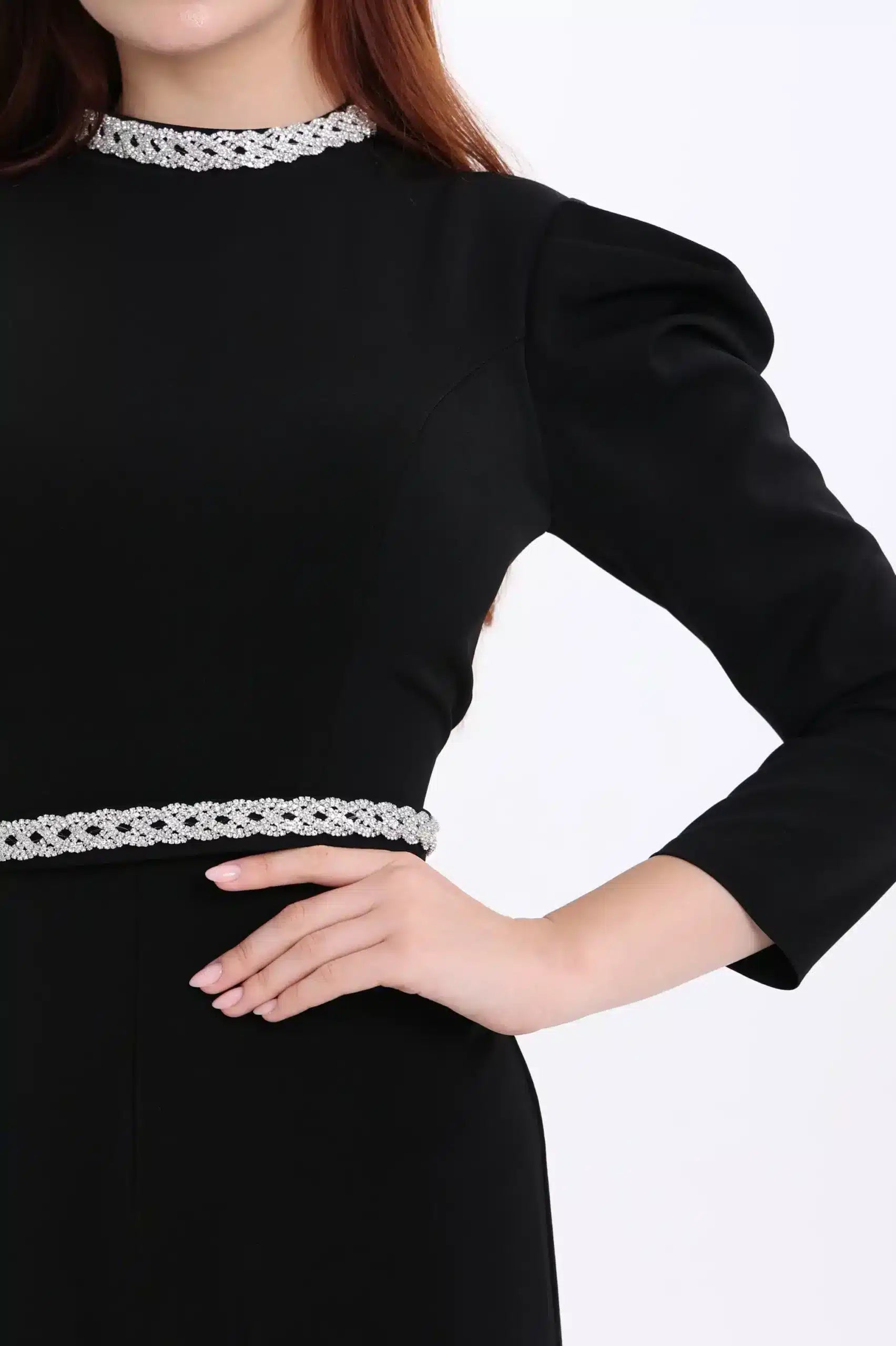 Pleated Shoulder Crepe Jumpsuit