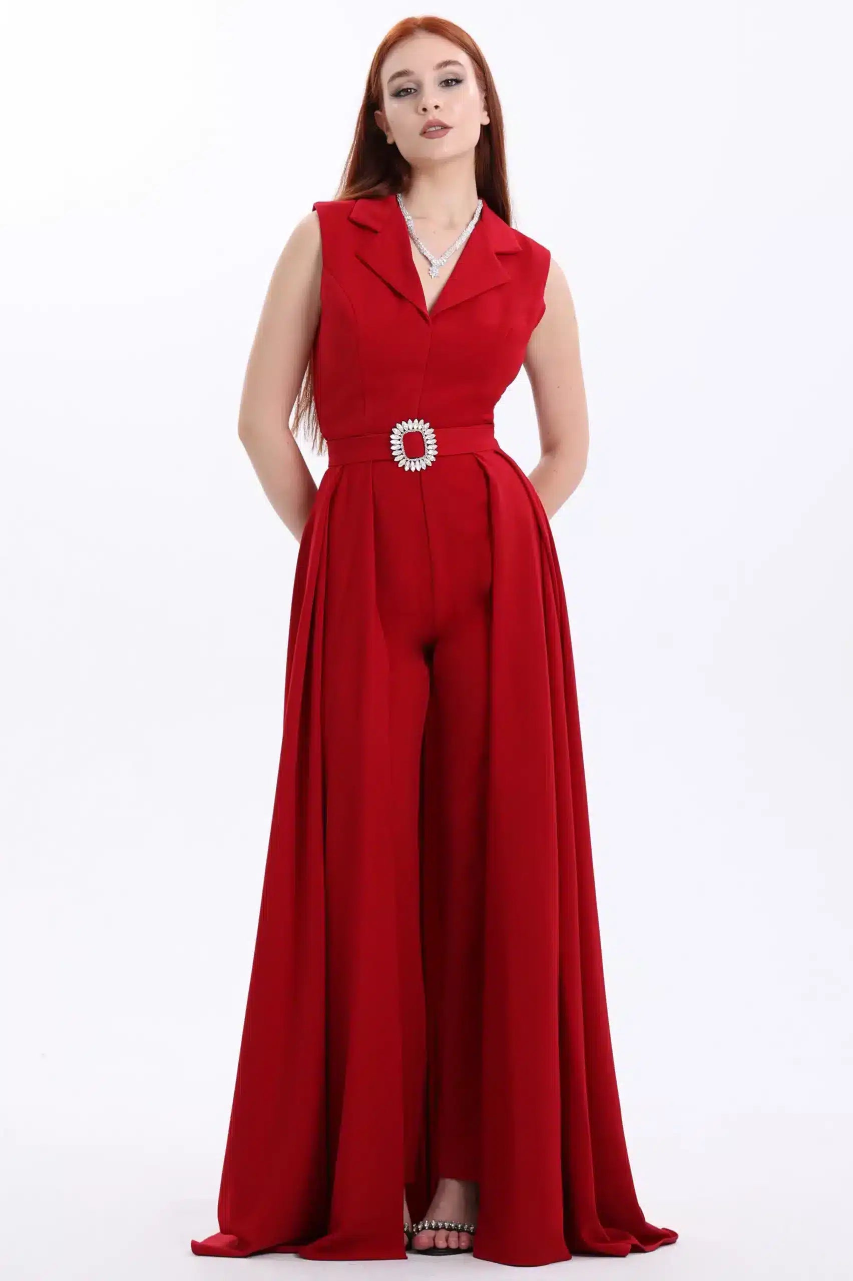 Blazer Neck Crepe Jumpsuit