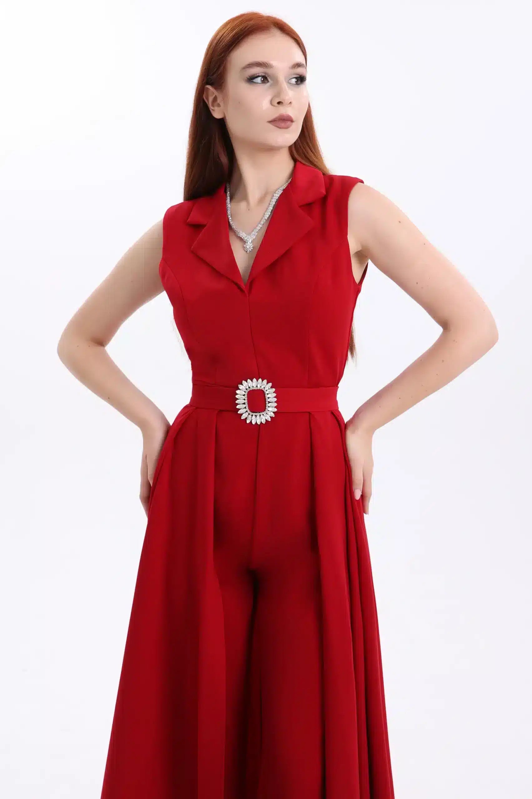 Blazer Neck Crepe Jumpsuit