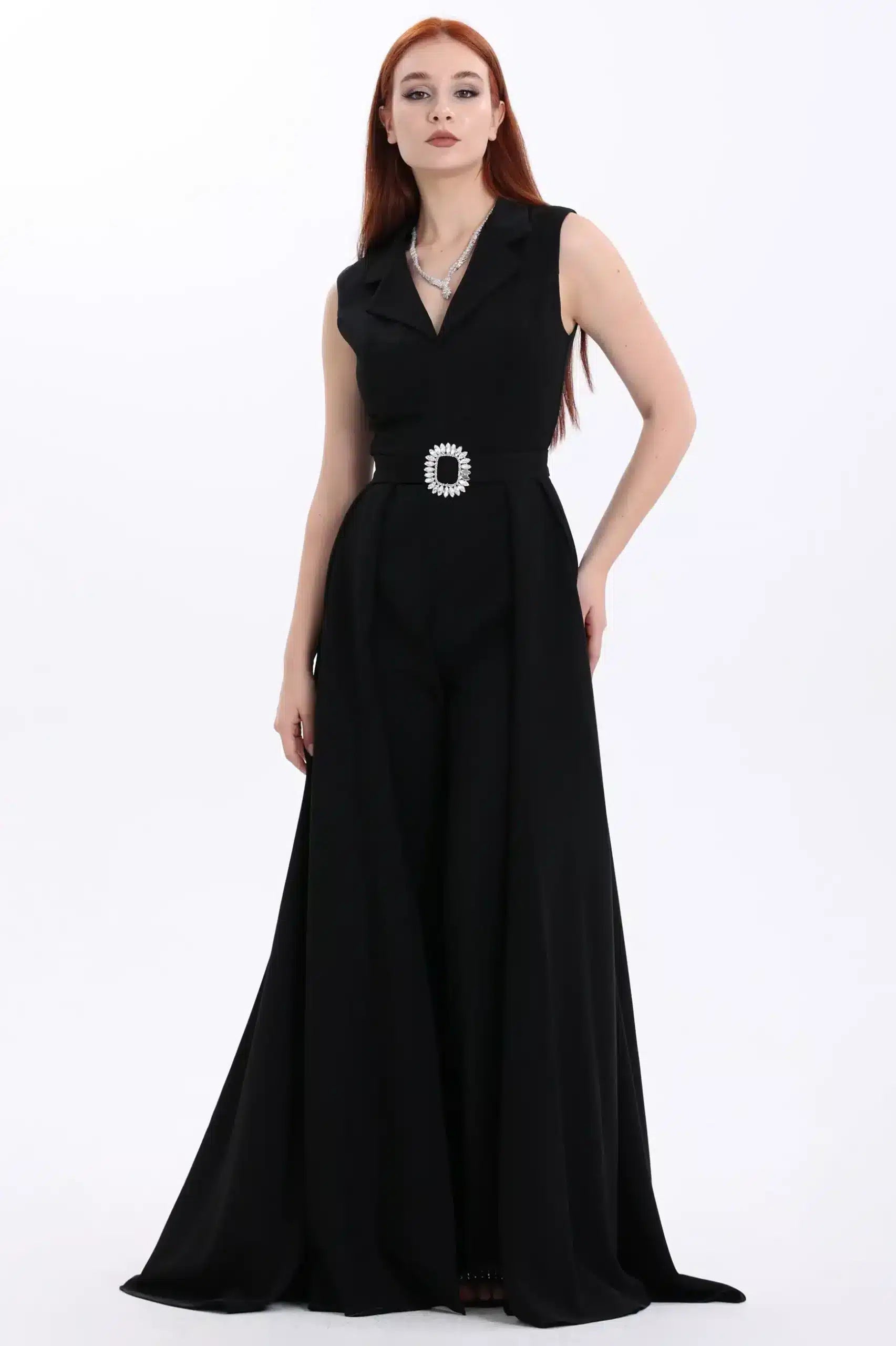 Blazer Neck Crepe Jumpsuit