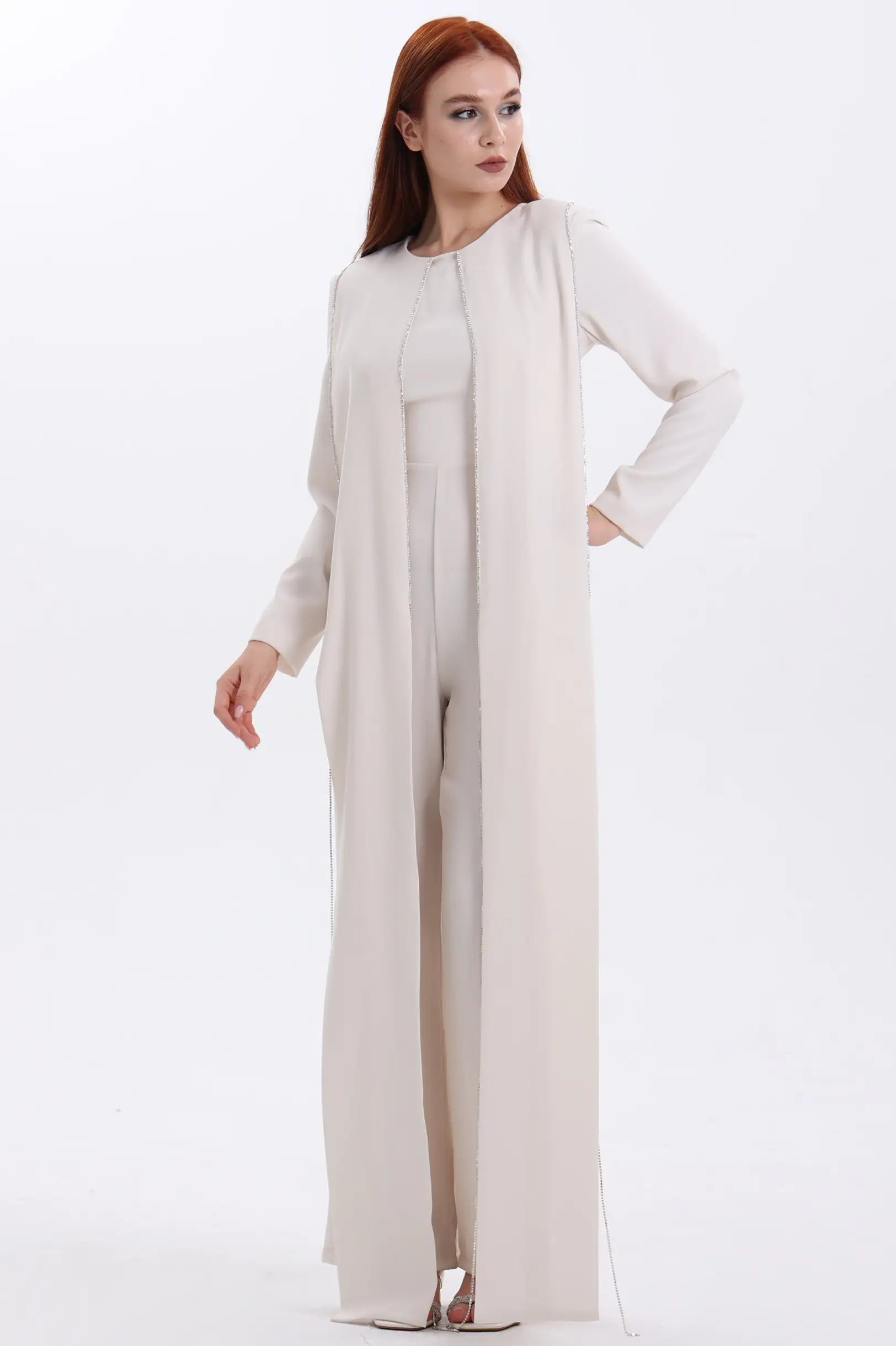 Round Neck Fringe Details Crepe Jumpsuit