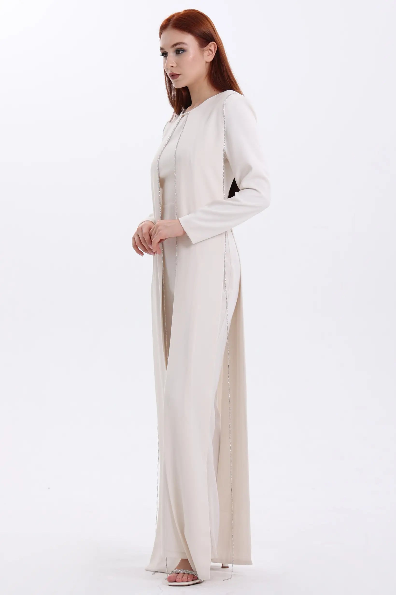 Round Neck Fringe Details Crepe Jumpsuit