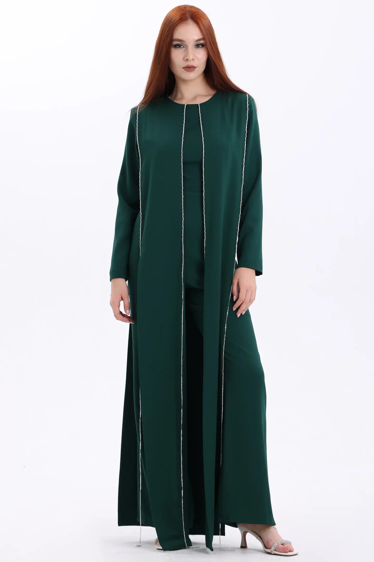 Round Neck Fringe Details Crepe Jumpsuit