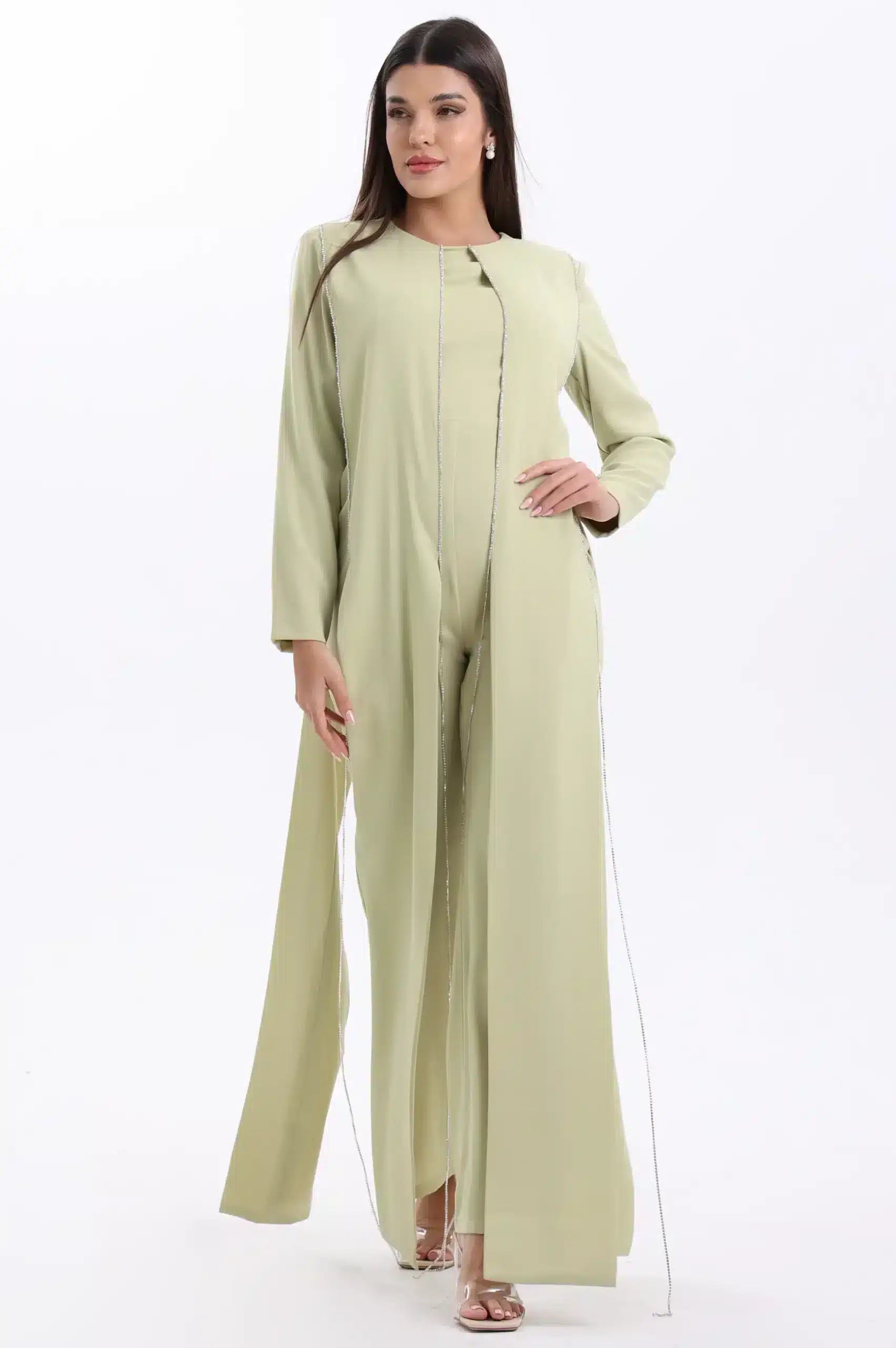 Round Neck Fringe Details Crepe Jumpsuit