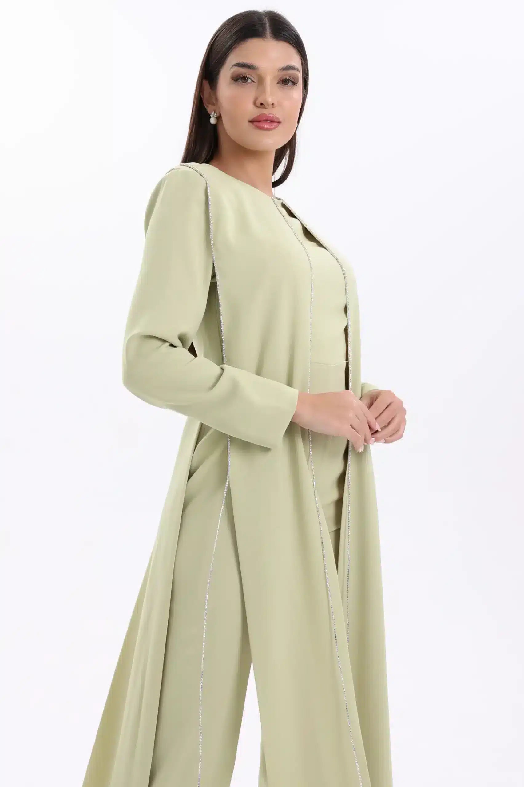 Round Neck Fringe Details Crepe Jumpsuit