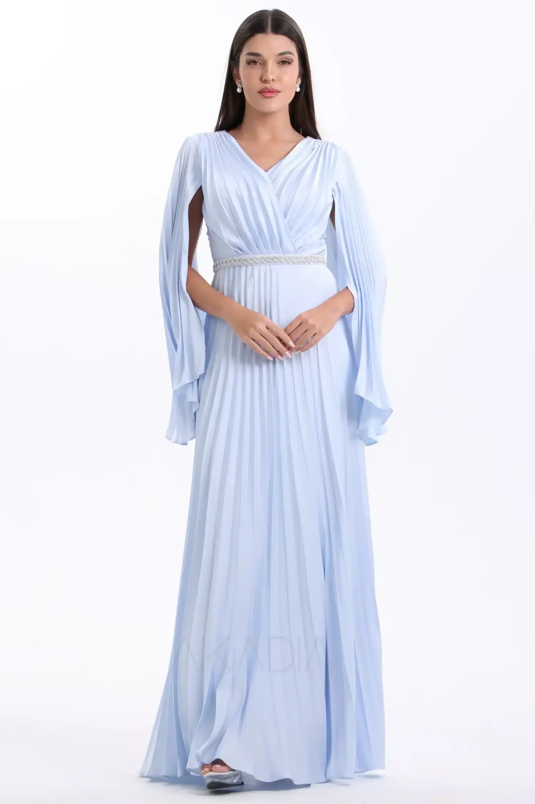 Wrap Bust Plisse Satin Dress