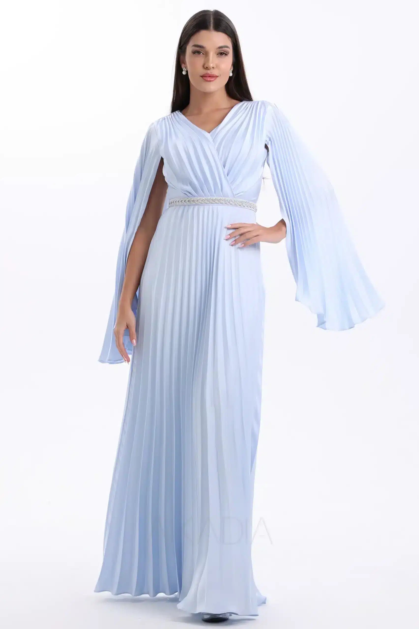 Wrap Bust Plisse Satin Dress