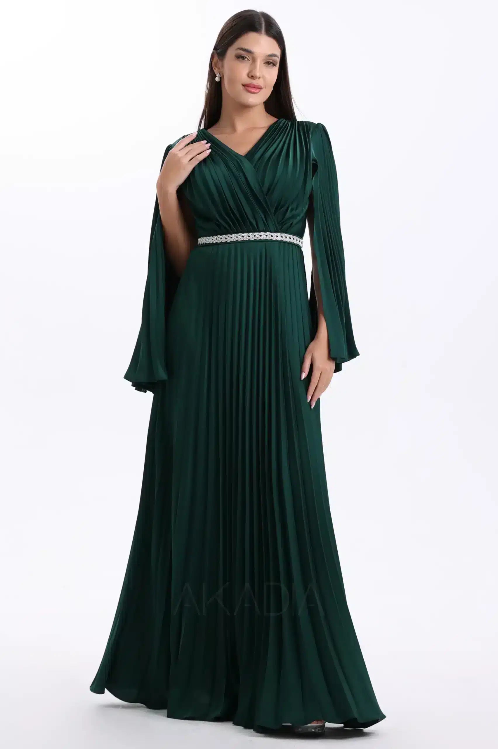 Wrap Bust Plisse Satin Dress