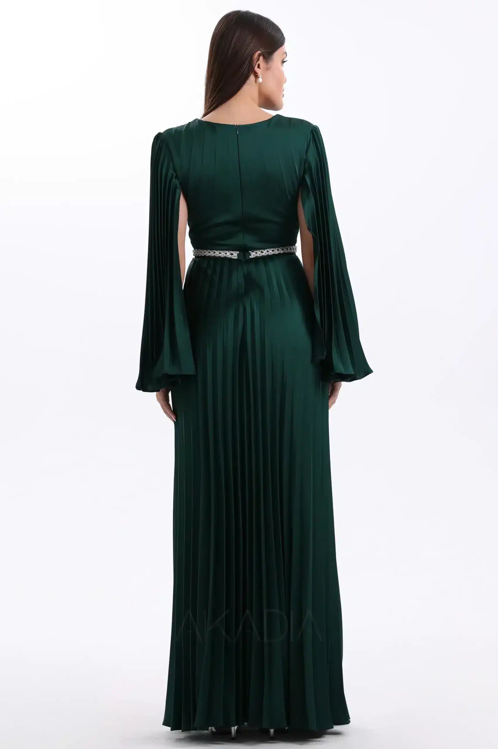 Wrap Bust Plisse Satin Dress