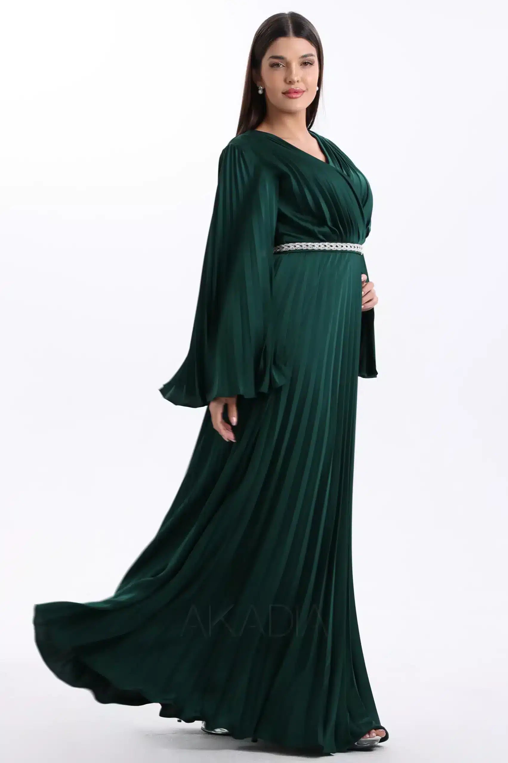 Wrap Bust Plisse Satin Dress