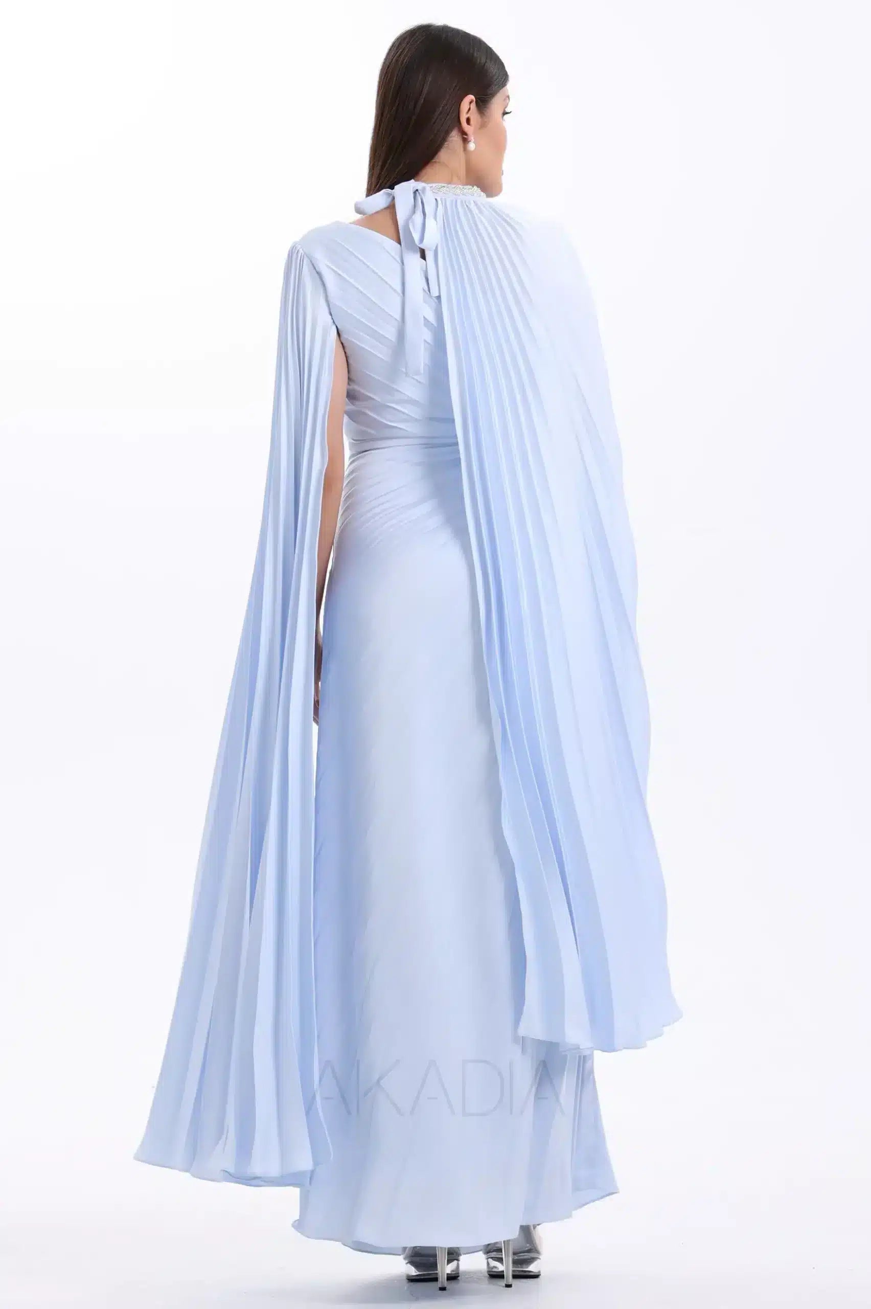 Flute Sleeve Plisse Dress