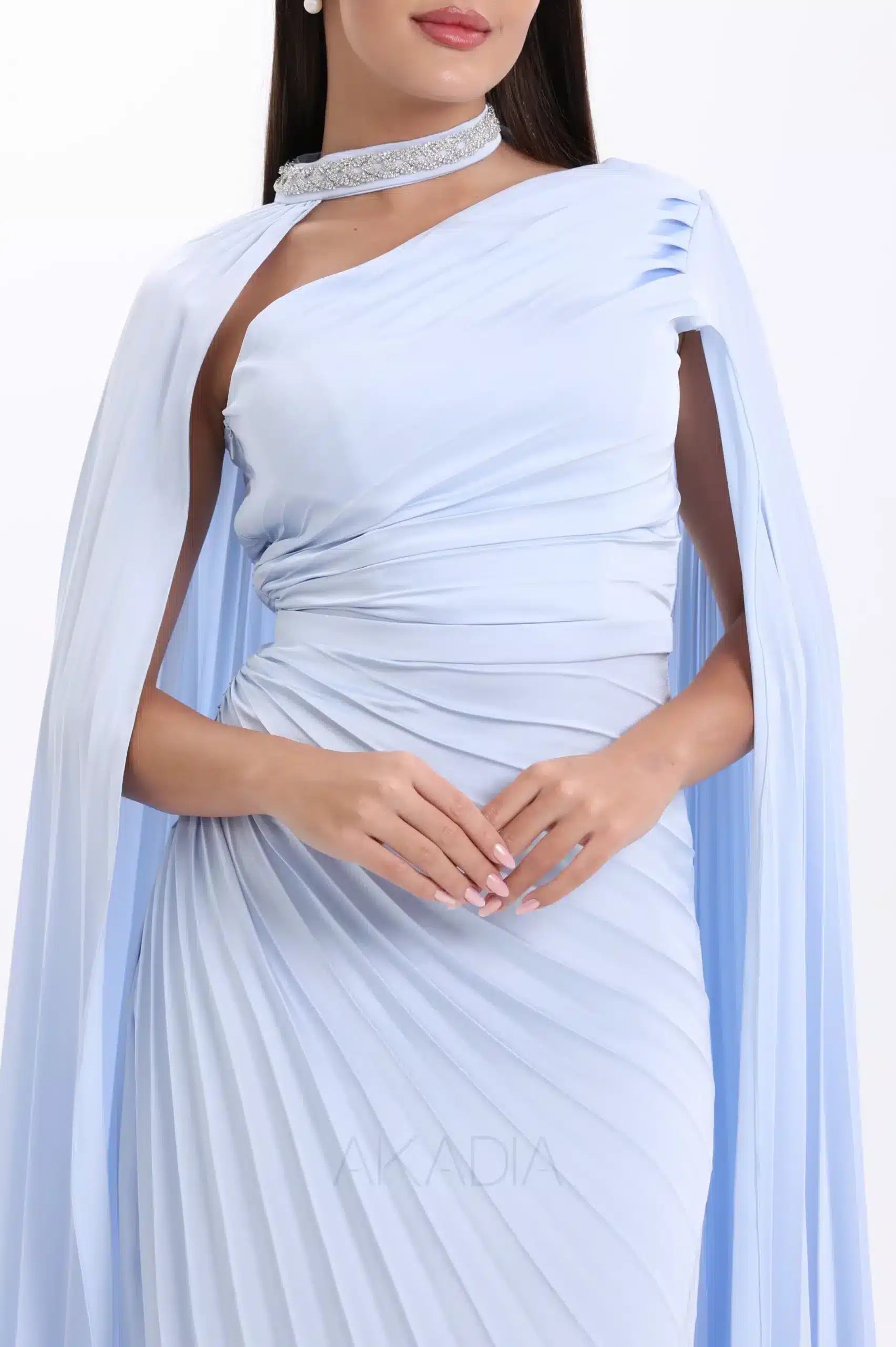 Flute Sleeve Plisse Dress
