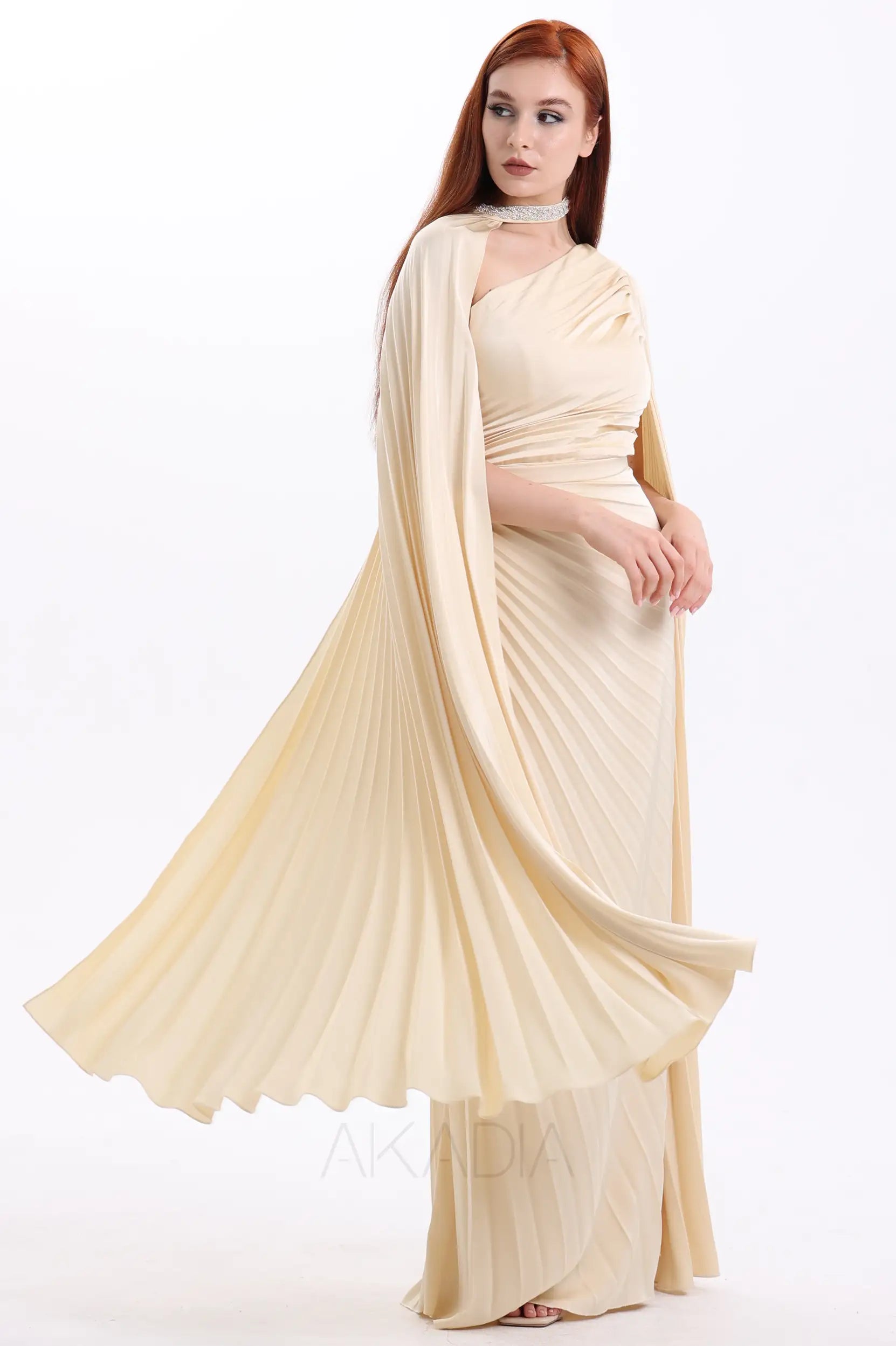 Flute Sleeve Plisse Dress