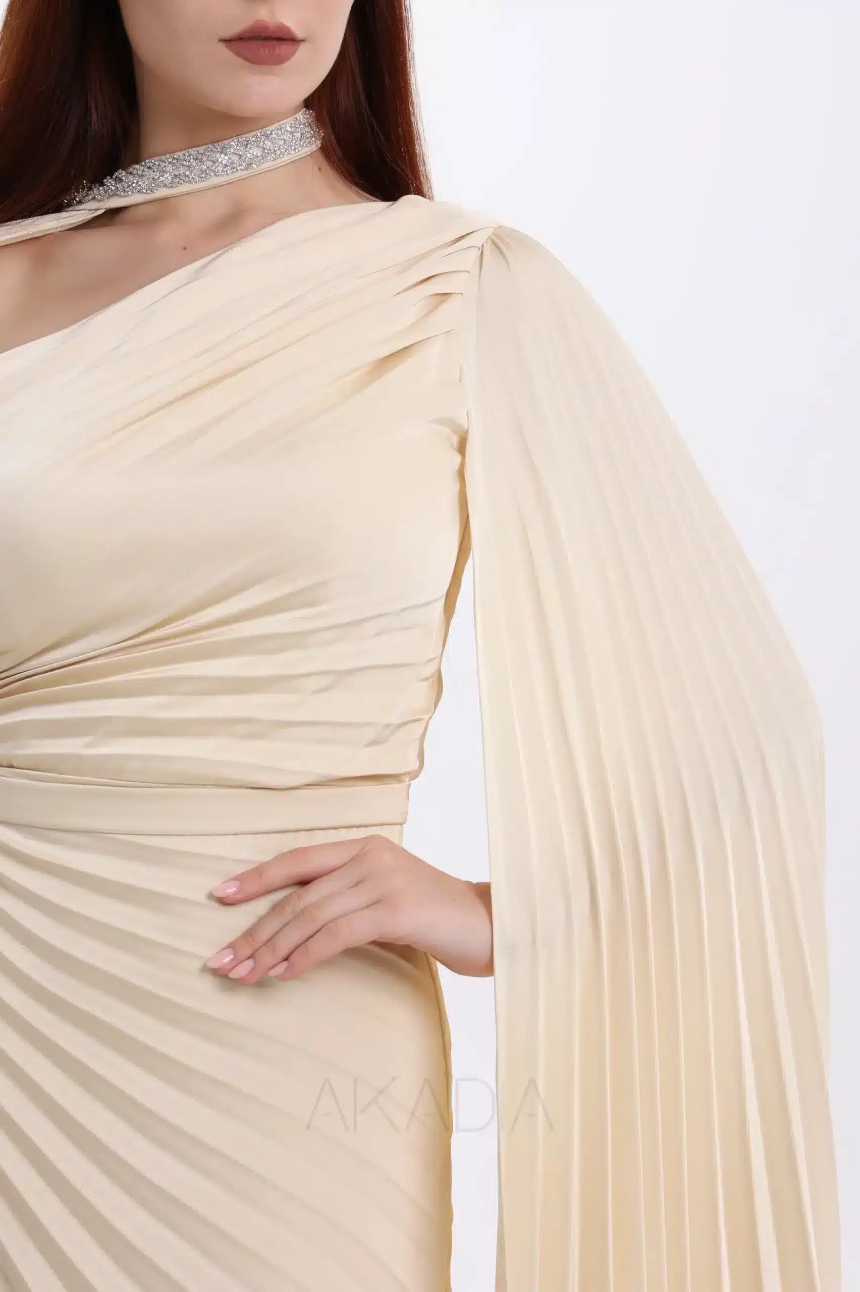 Flute Sleeve Plisse Dress