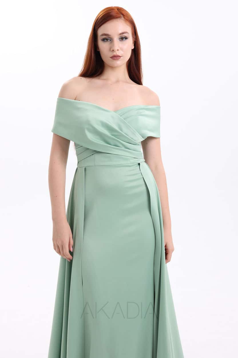Wrap Shoulder Satin Dress