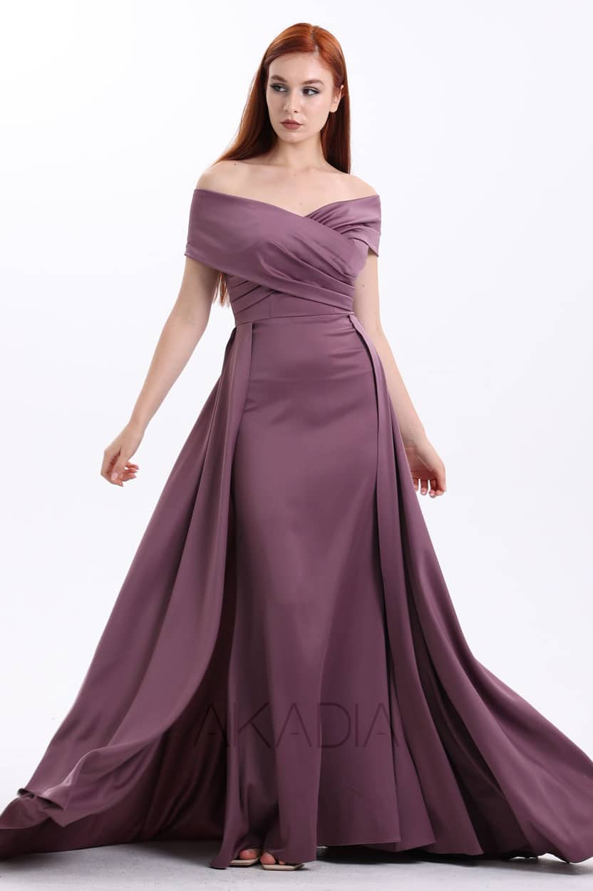 Wrap Shoulder Satin Dress