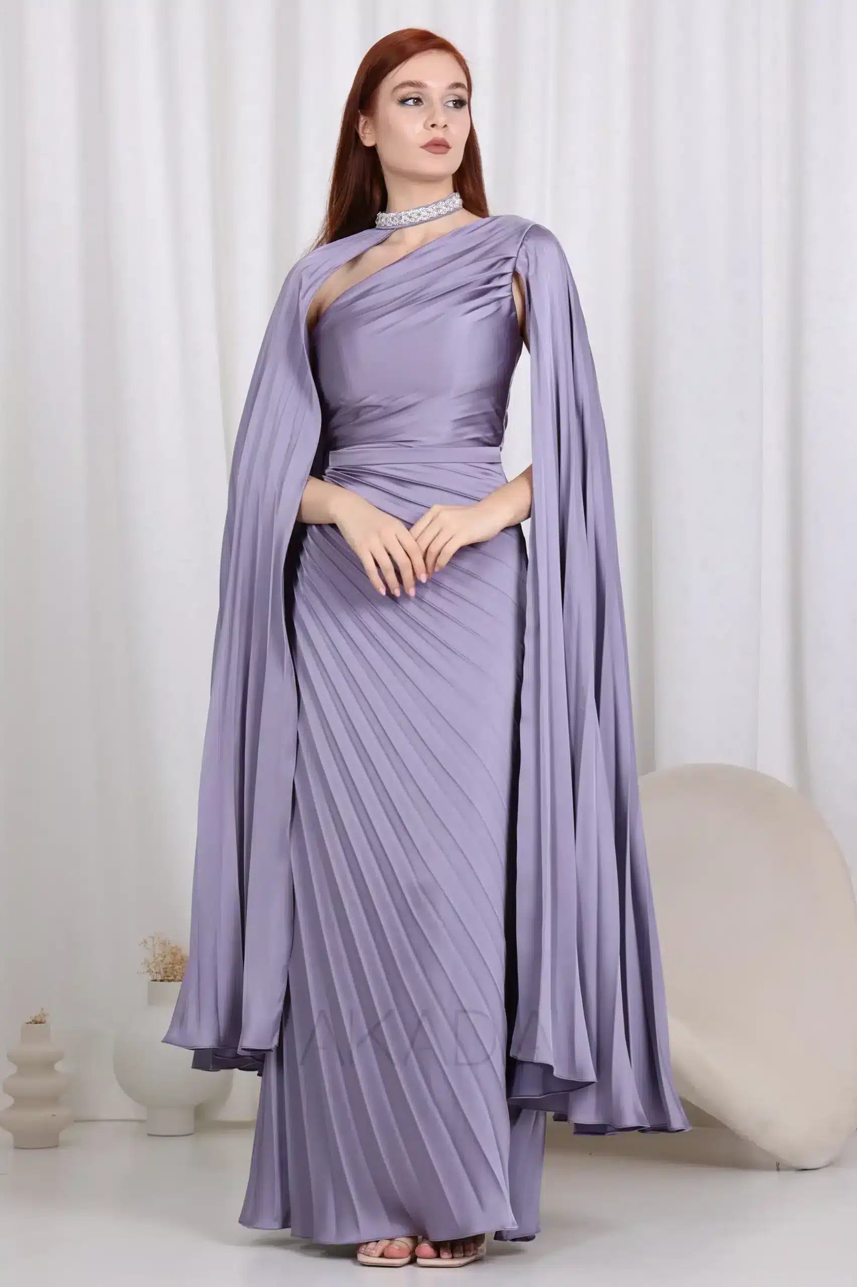 Flute Sleeve Plisse Dress