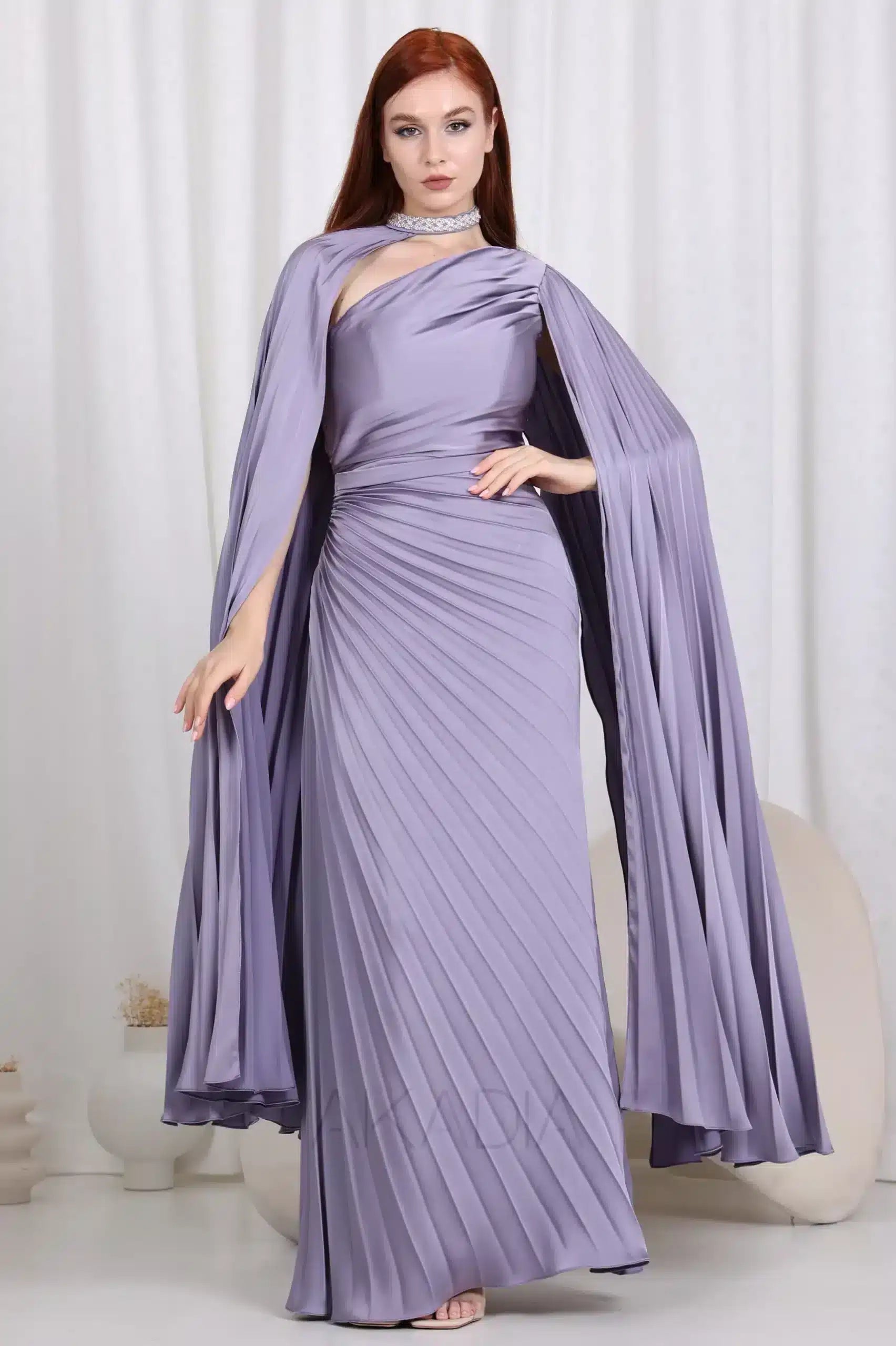 Flute Sleeve Plisse Dress