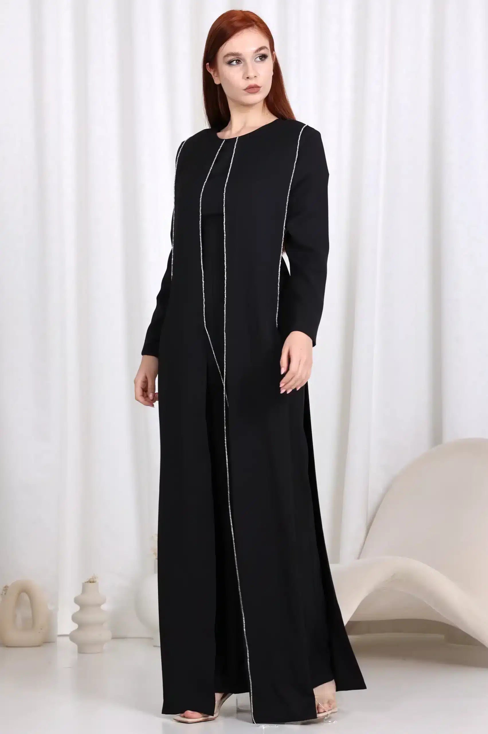 Round Neck Fringe Details Crepe Jumpsuit