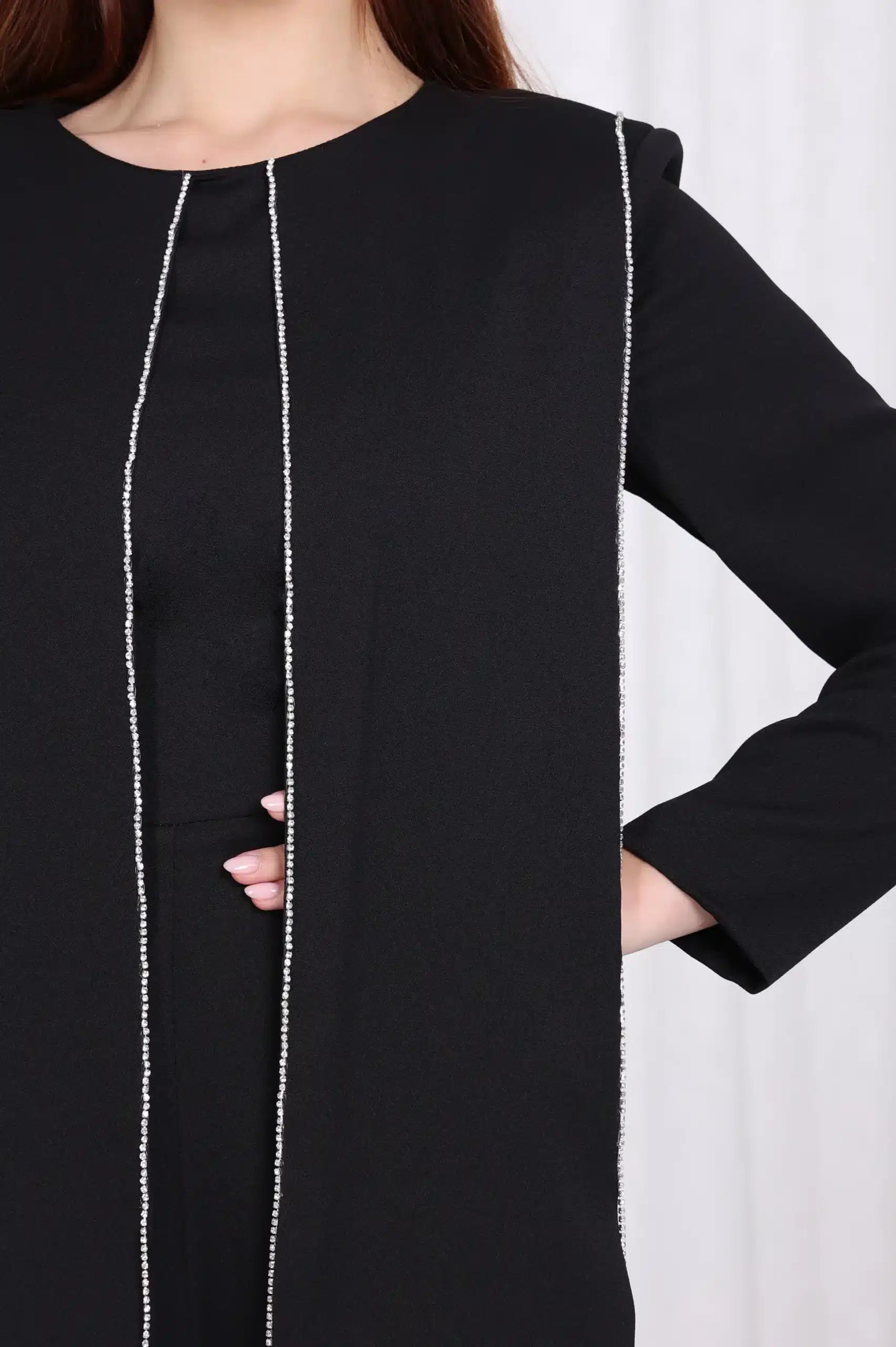 Round Neck Fringe Details Crepe Jumpsuit