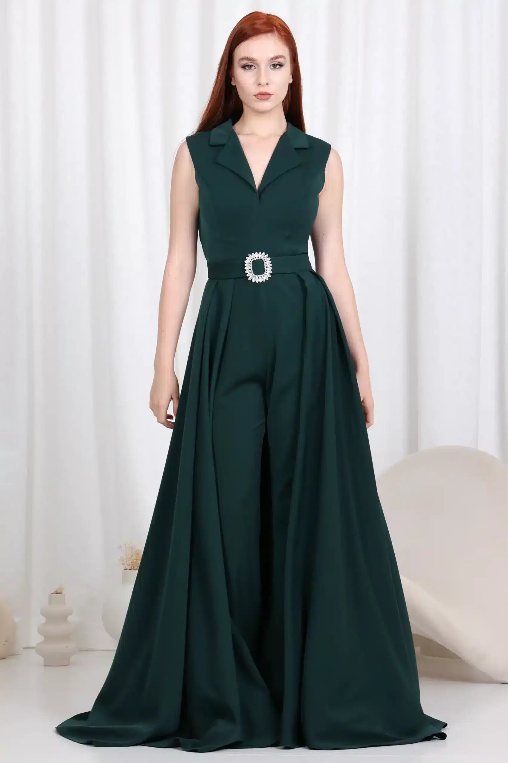 Blazer Neck Crepe Jumpsuit