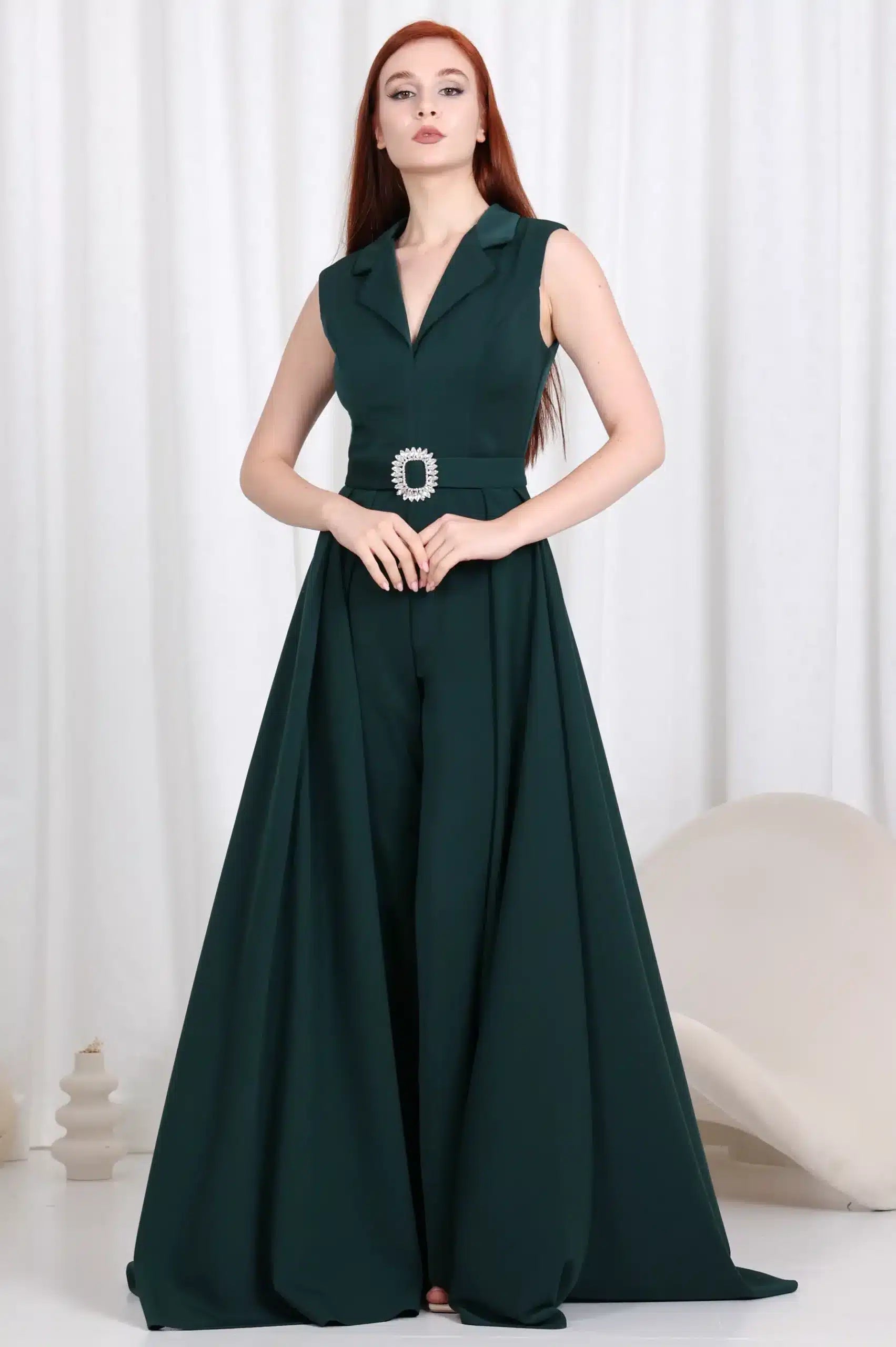 Blazer Neck Crepe Jumpsuit