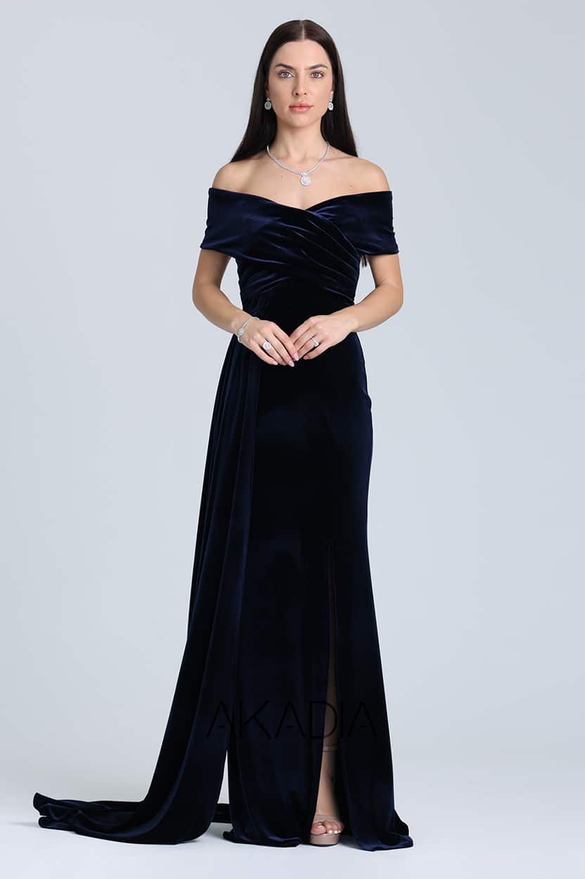 Side Tail Wrap Bust Velvet Dress