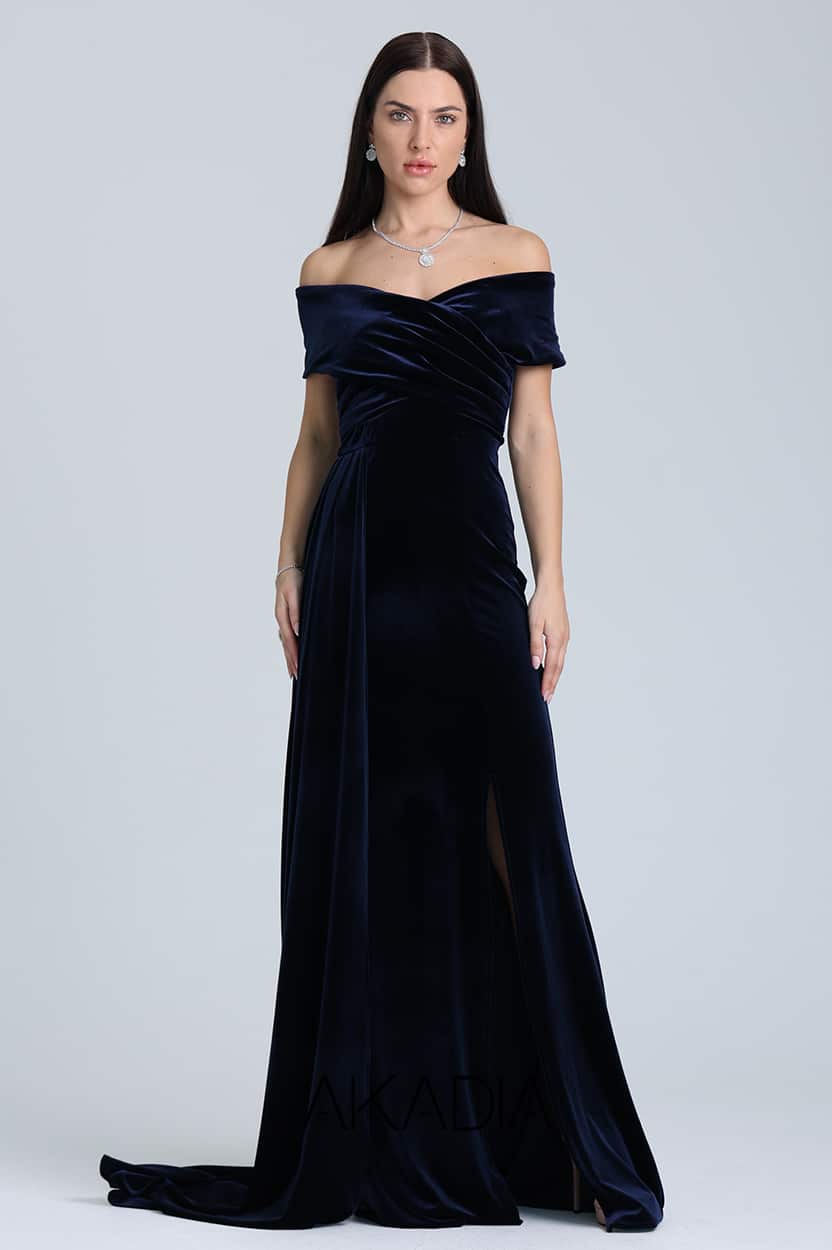 Side Tail Wrap Bust Velvet Dress
