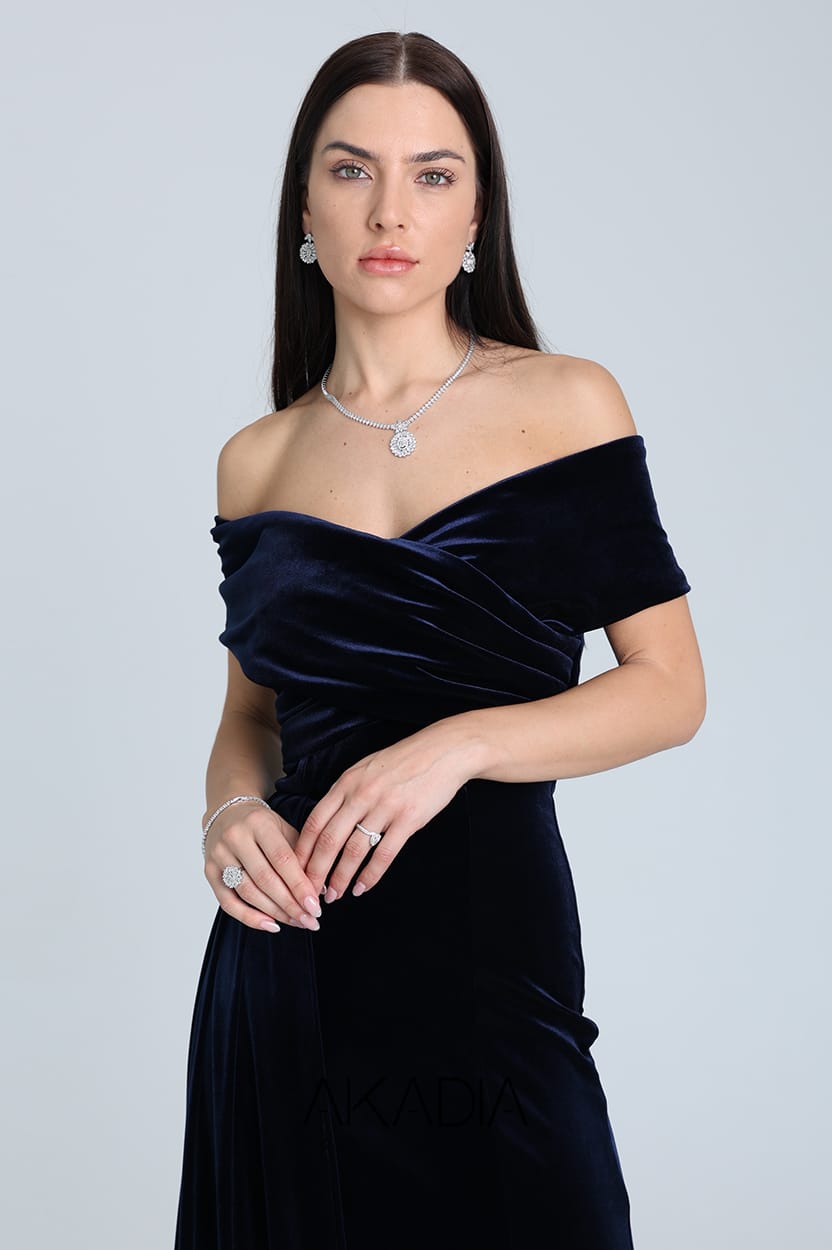 Side Tail Wrap Bust Velvet Dress