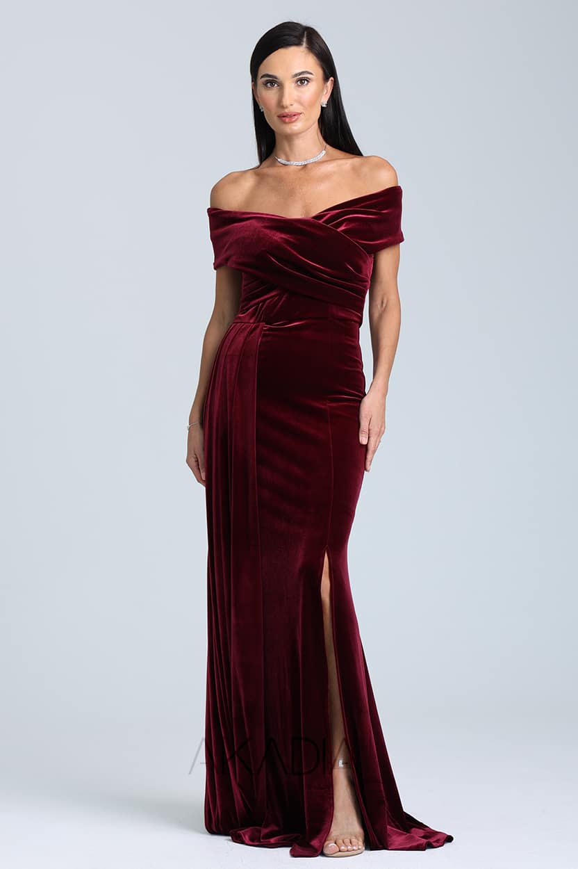 Side Tail Wrap Bust Velvet Dress