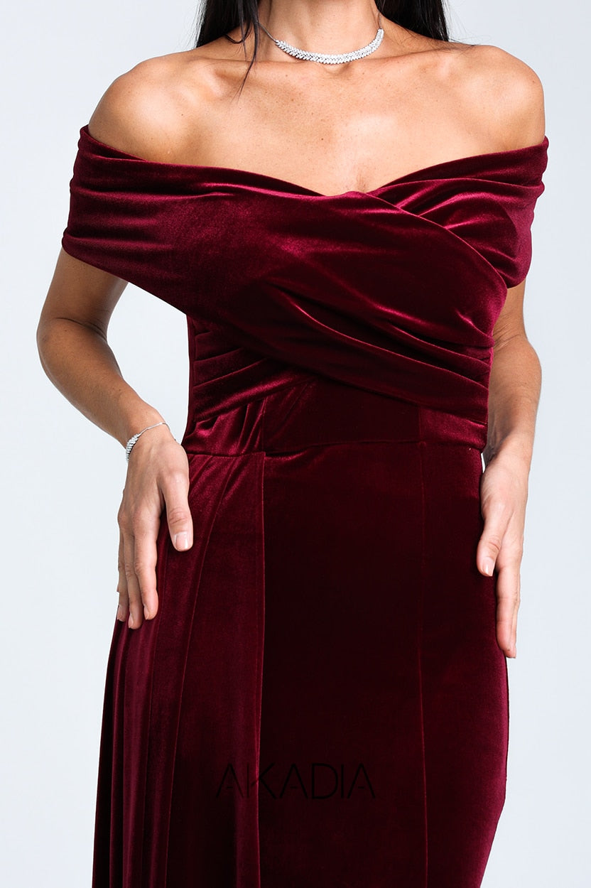 Side Tail Wrap Bust Velvet Dress