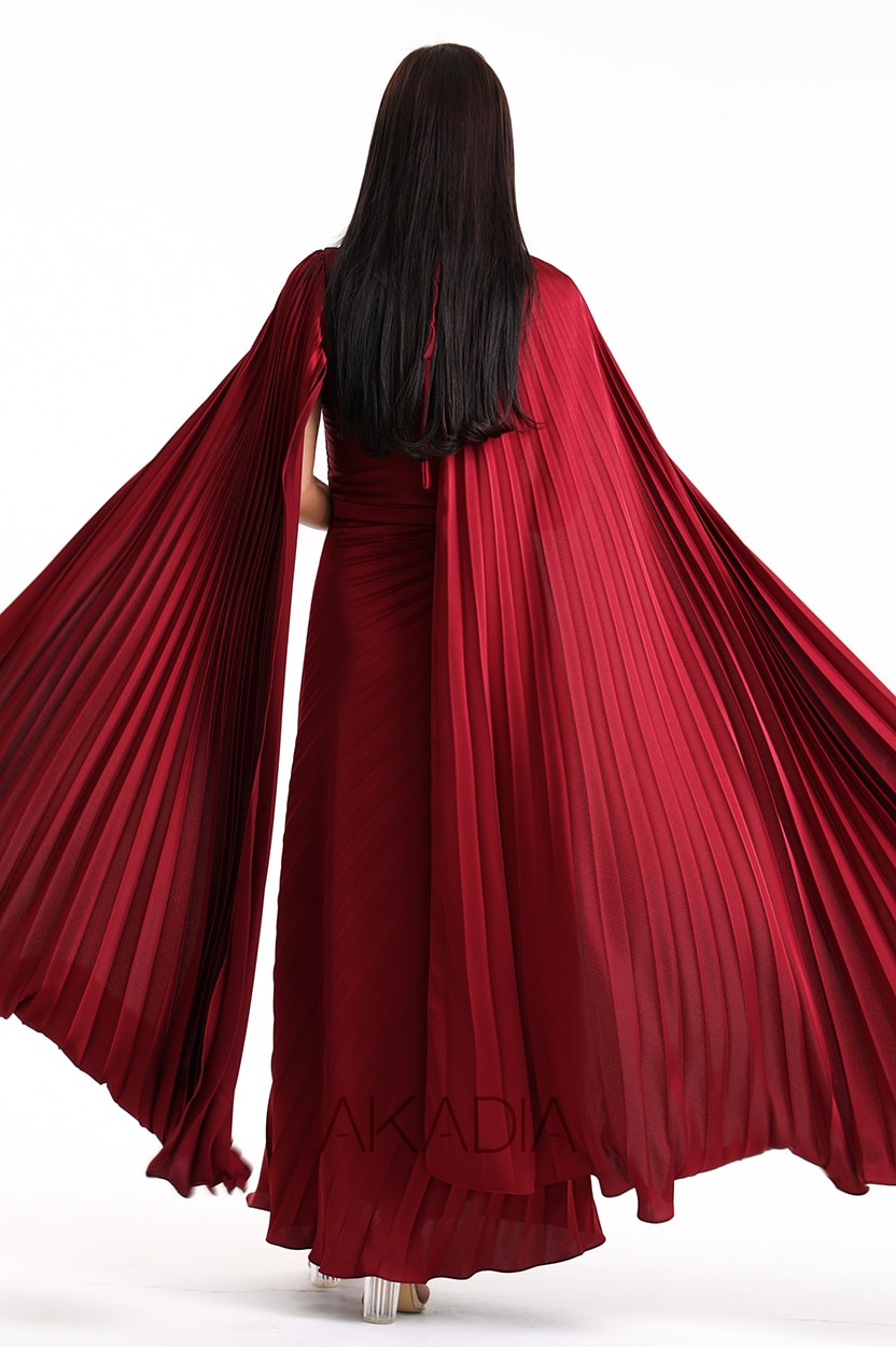 Flute Sleeve Plisse Dress