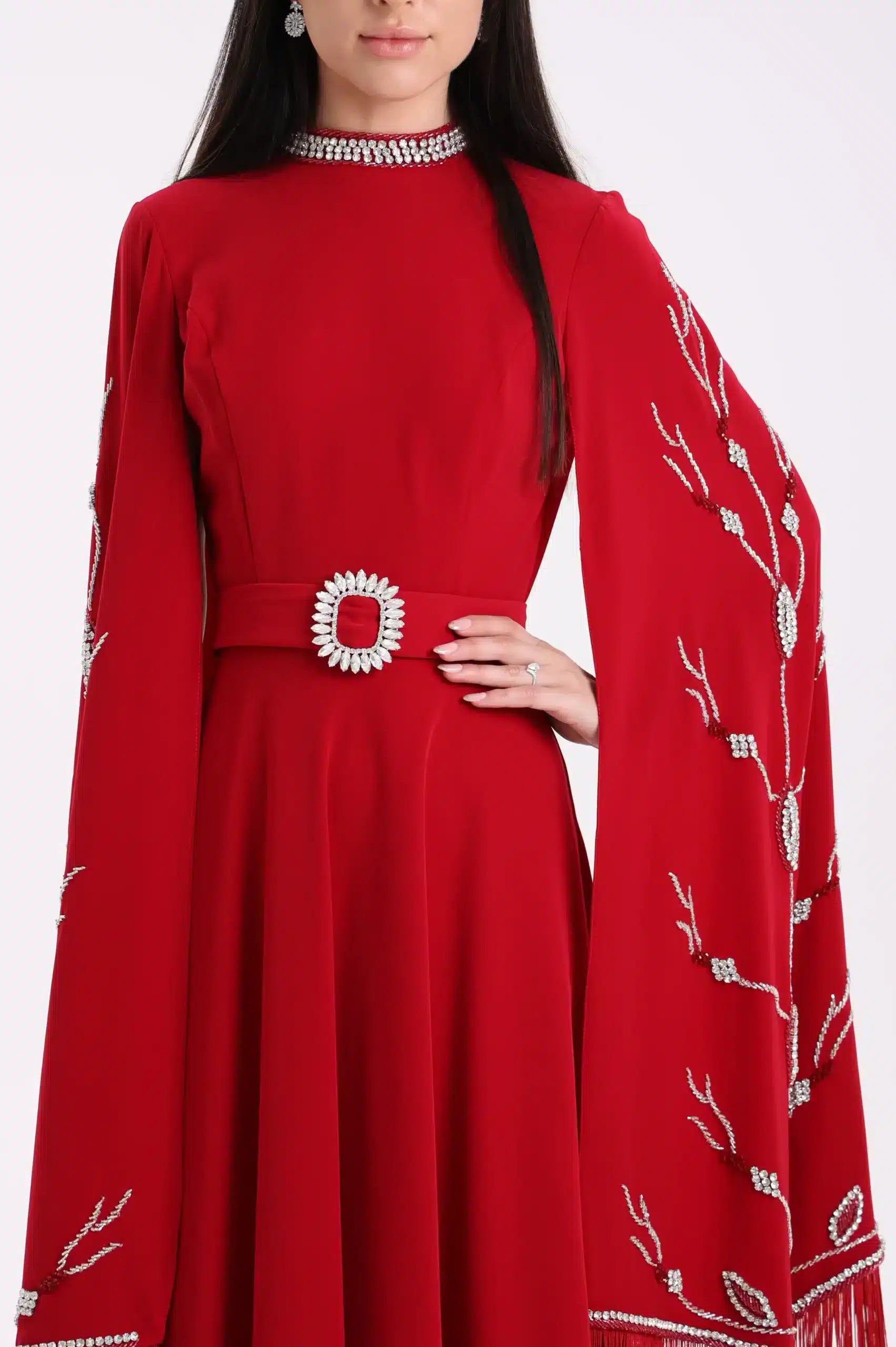Special Sleeve Design Crepe Dress