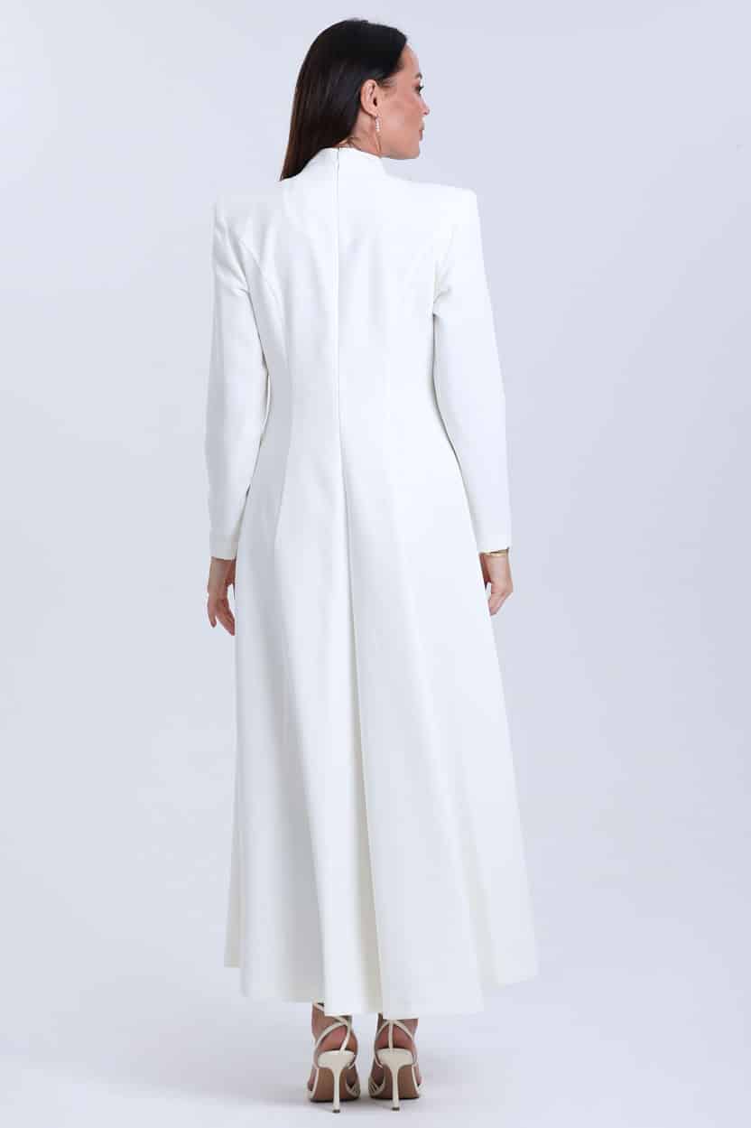 Embellished Neck Crepe Dress