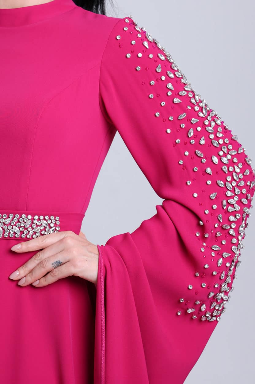 Crystal Cape Flute Sleeve Dress