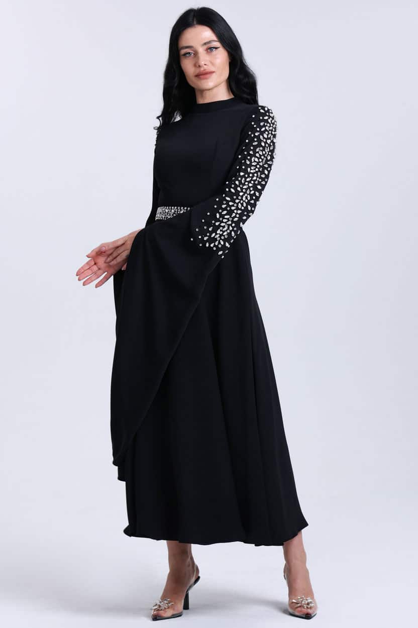 Crystal Cape Flute Sleeve Dress