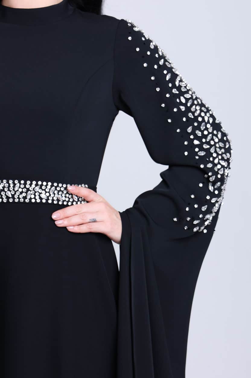 Crystal Cape Flute Sleeve Dress