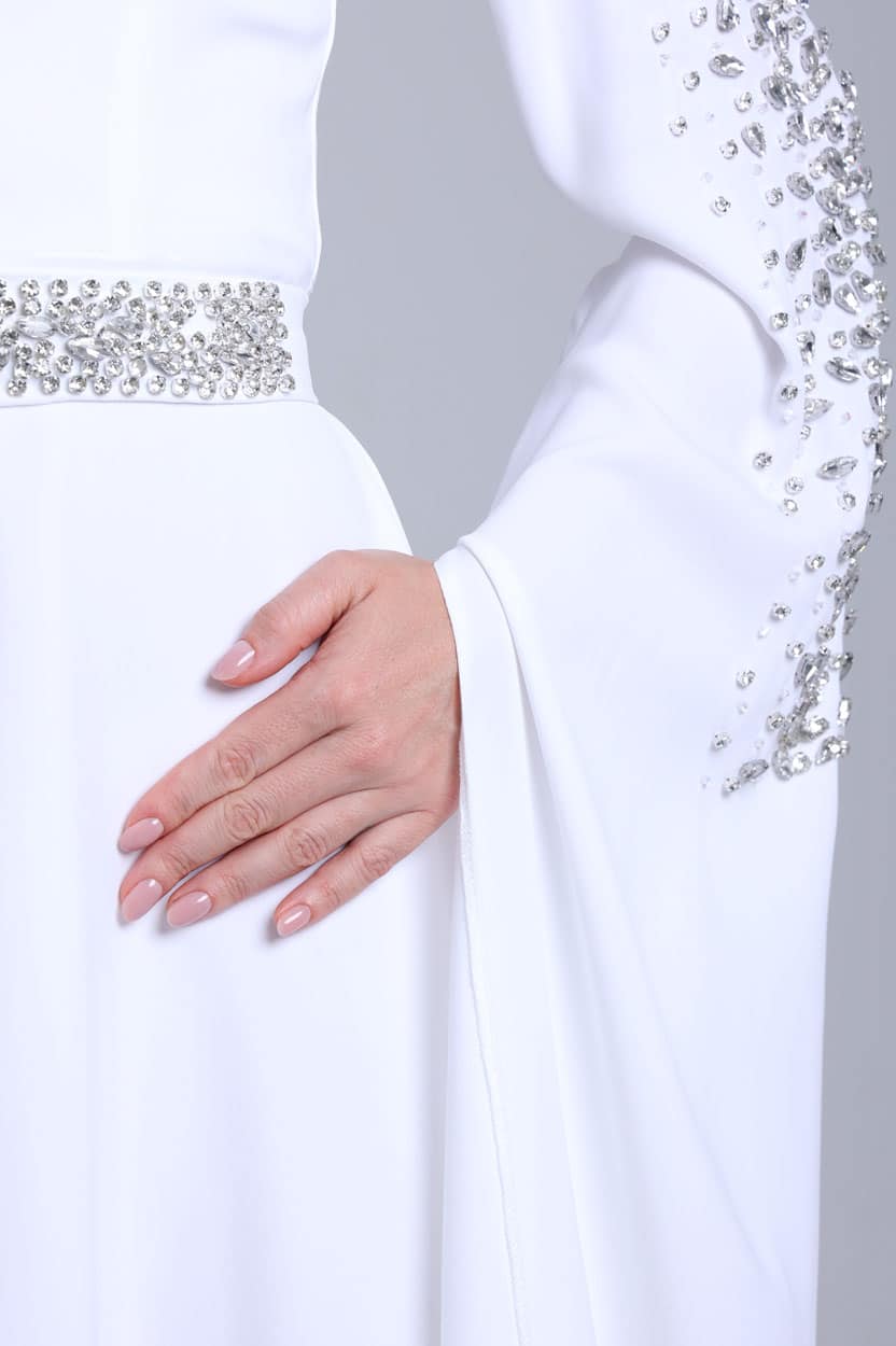 Crystal Cape Flute Sleeve Dress