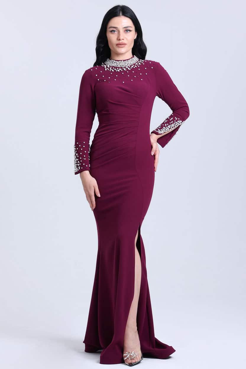 Scattered Crystal Neck Dress