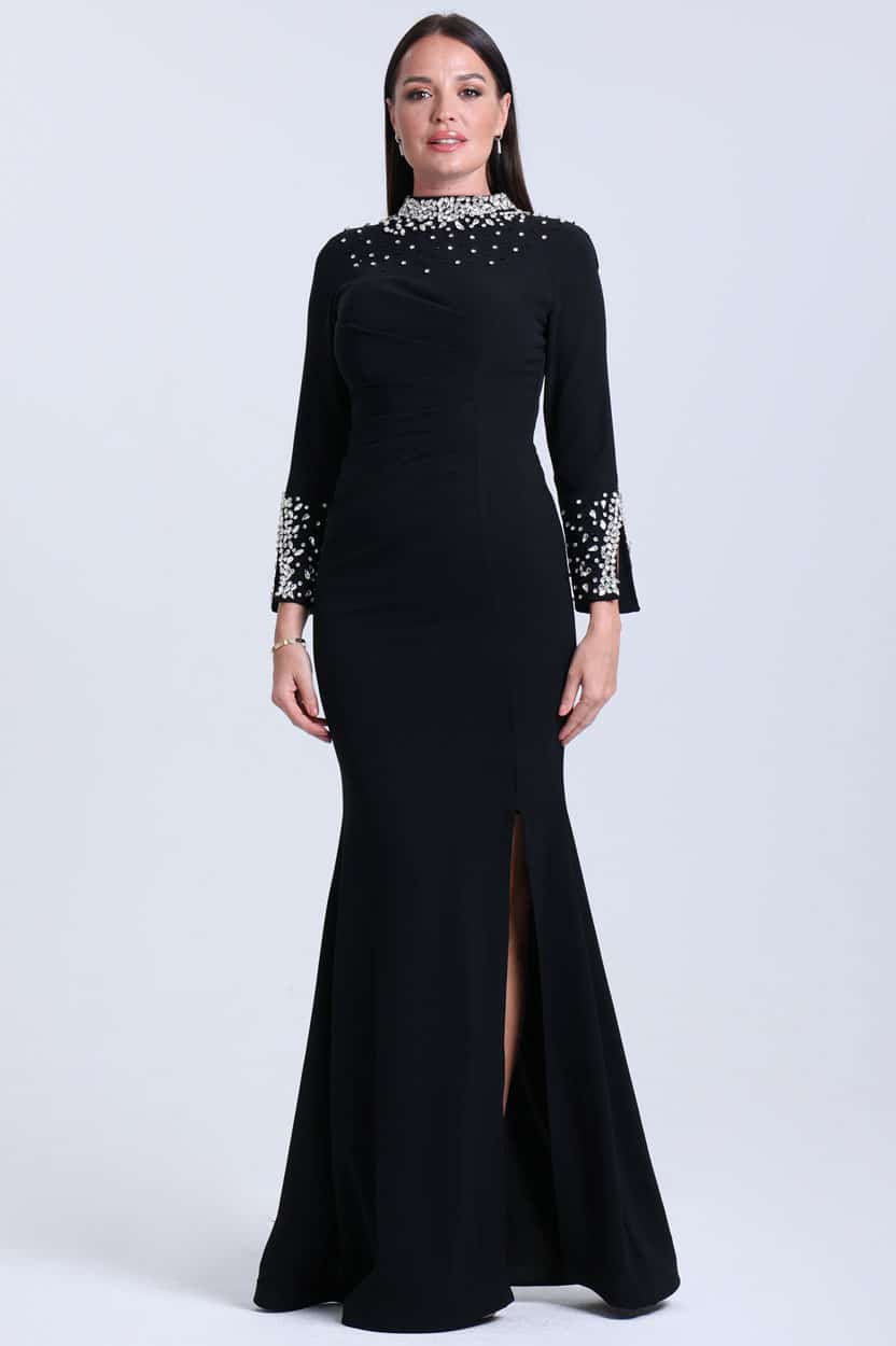 Scattered Crystal Neck Dress