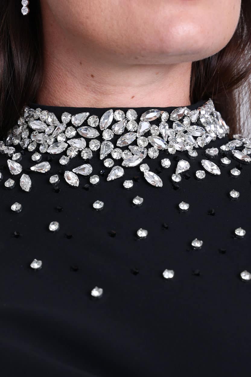 Scattered Crystal Neck Dress