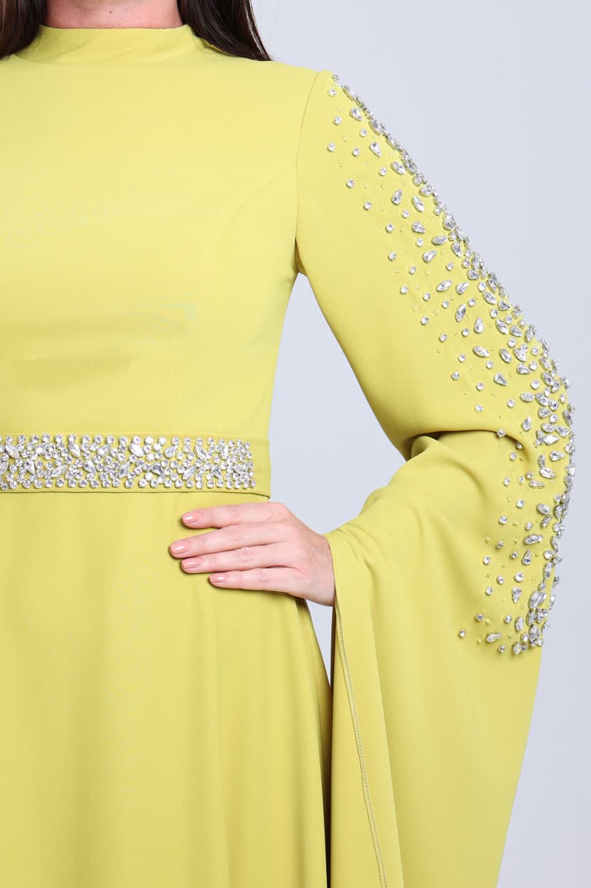 Crystal Cape Flute Sleeve Dress