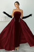 Strapless Pearls Details Velvet Dress