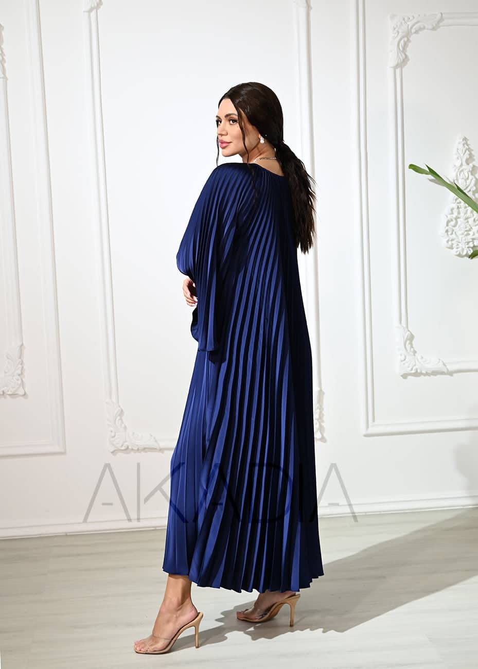 A Line Plisse Satin Dress