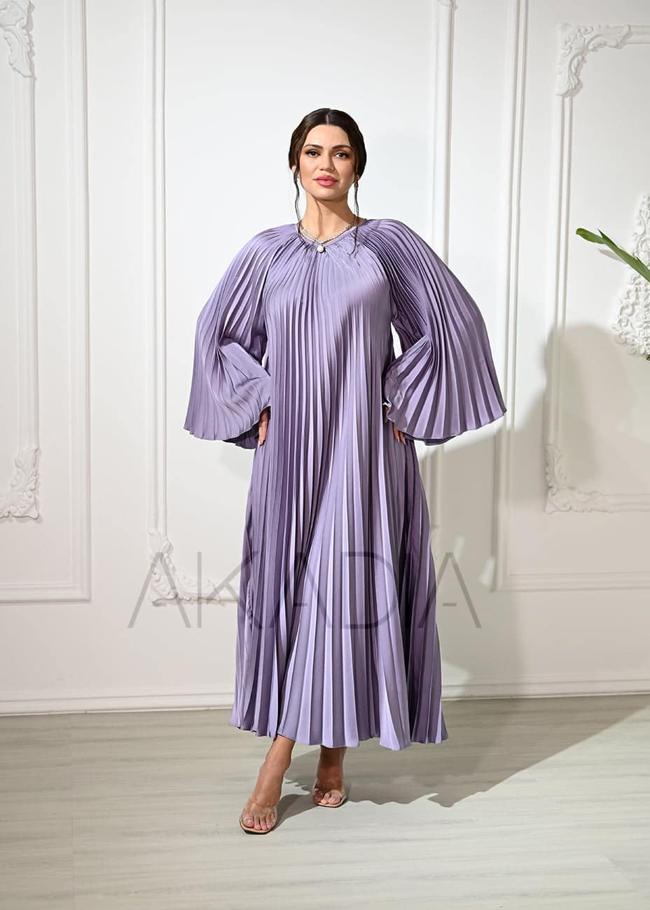 A Line Plisse Satin Dress