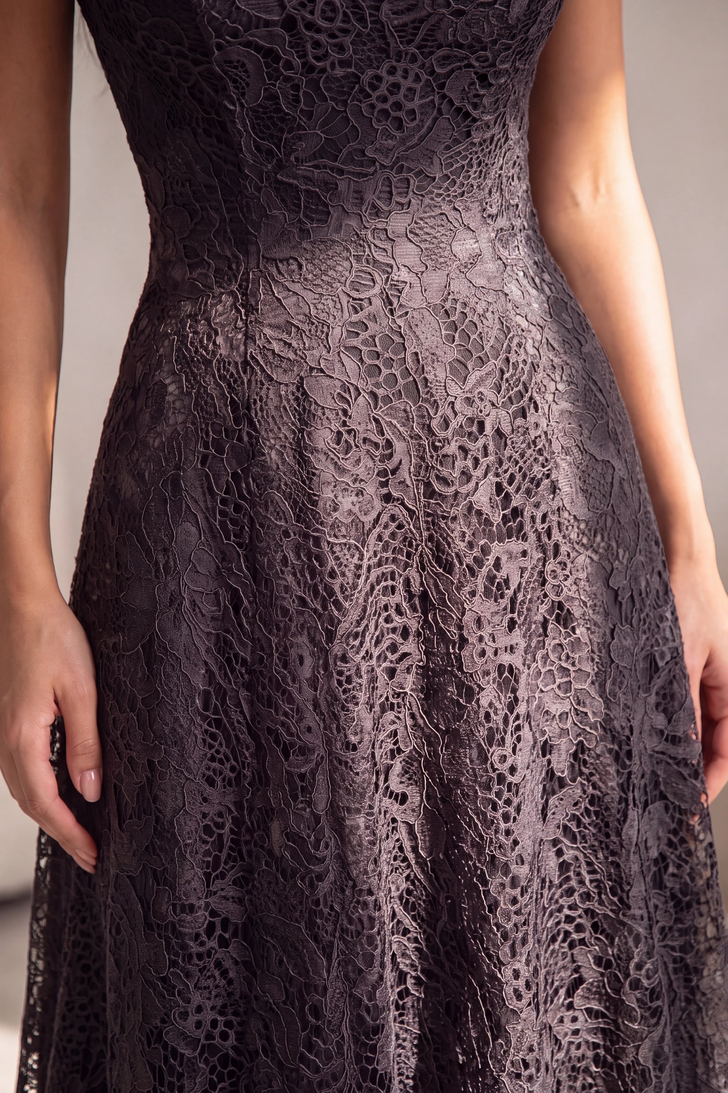 A Line Panels Bended Bust Dantel Dress