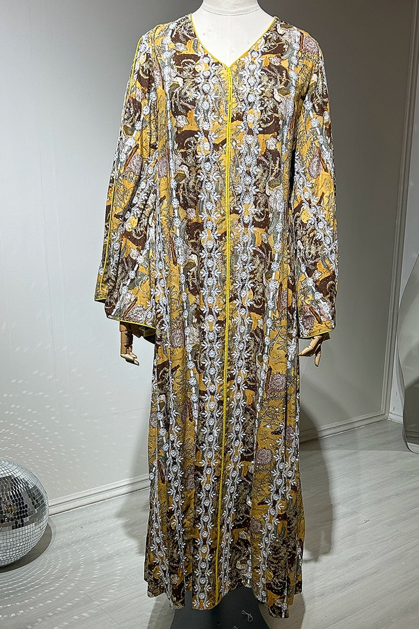Abstract Pattern V-Neck Jalabiya