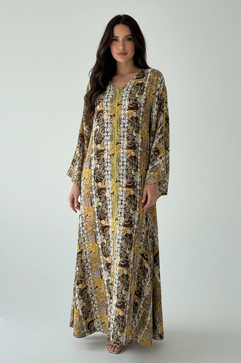 Abstract Pattern V-Neck Jalabiya