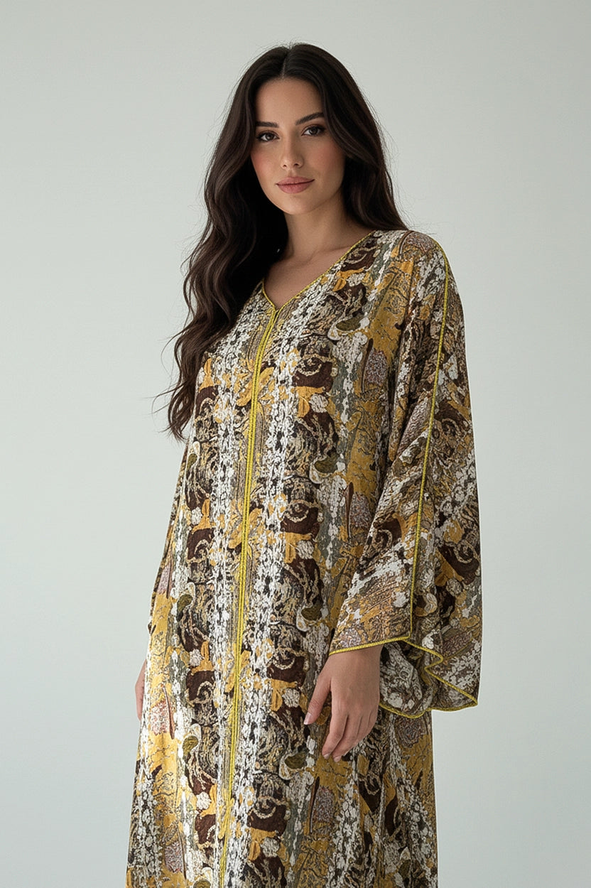 Abstract Pattern V-Neck Jalabiya